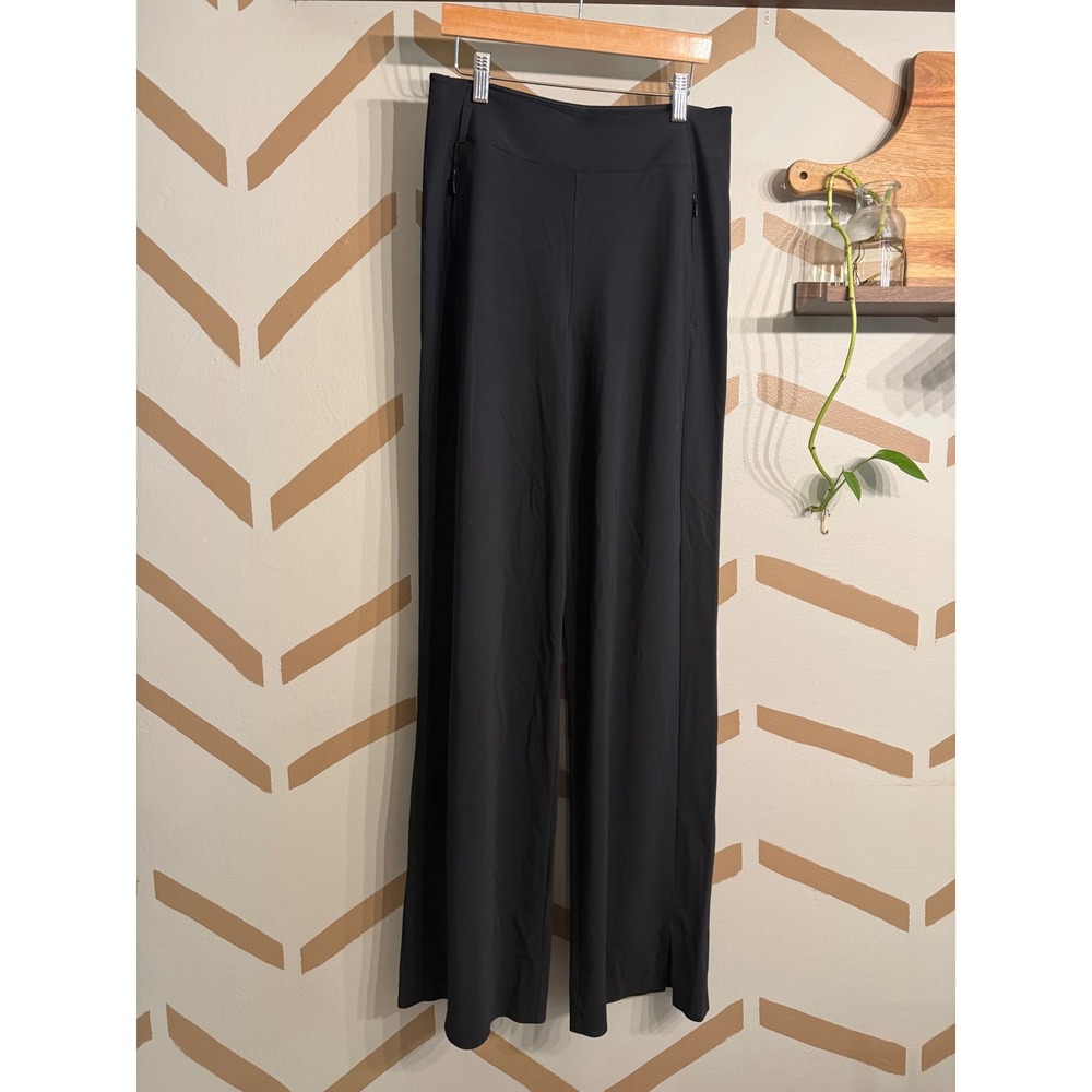 Athleta‎ Brooklyn Wide Leg Pants Womens 4T Black High Rise Zip Pocket 981512-00